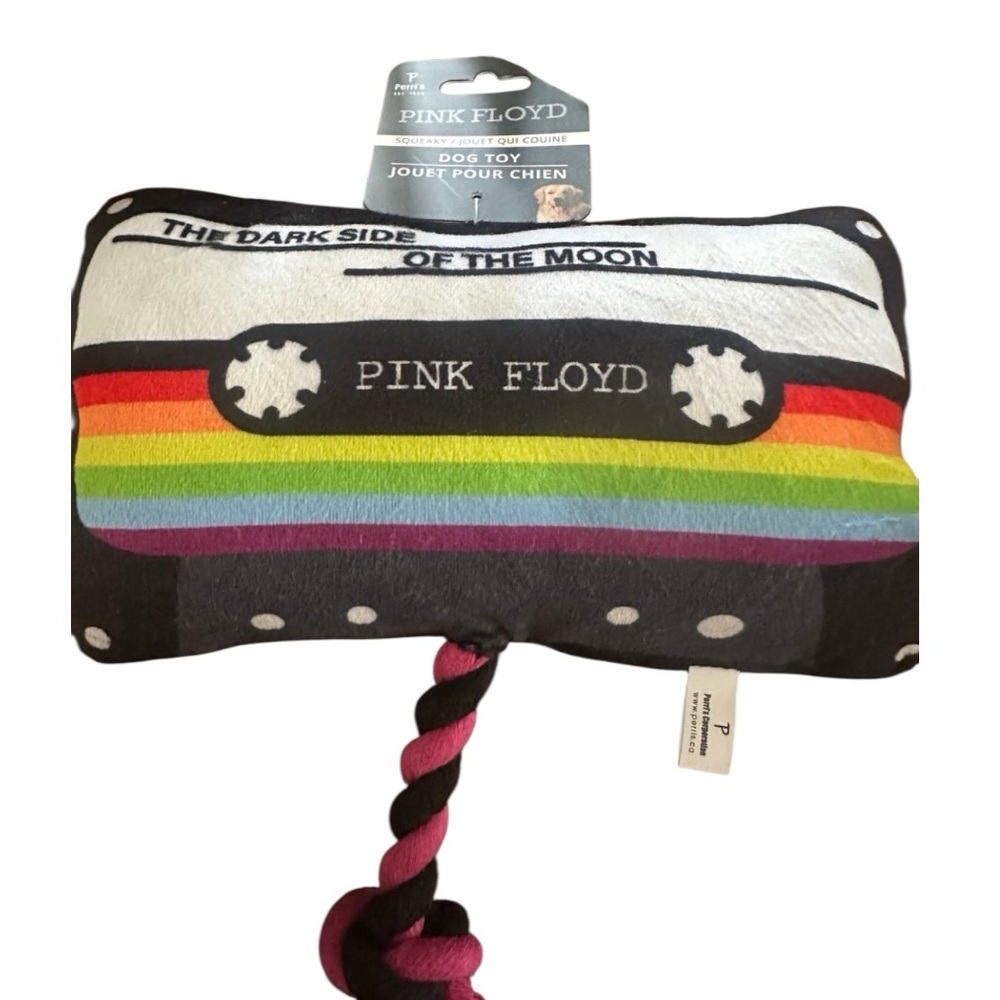 PINK FLOYD Tape “the dark side of the moon” Squeaker Plush Pull Rope Dog Toy